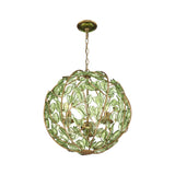 Esme Pendant 17", Soft Brass and Green Glass
