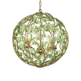 Esme Pendant 17", Soft Brass and Green Glass