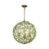 Esme Pendant 17", Soft Brass and Green Glass
