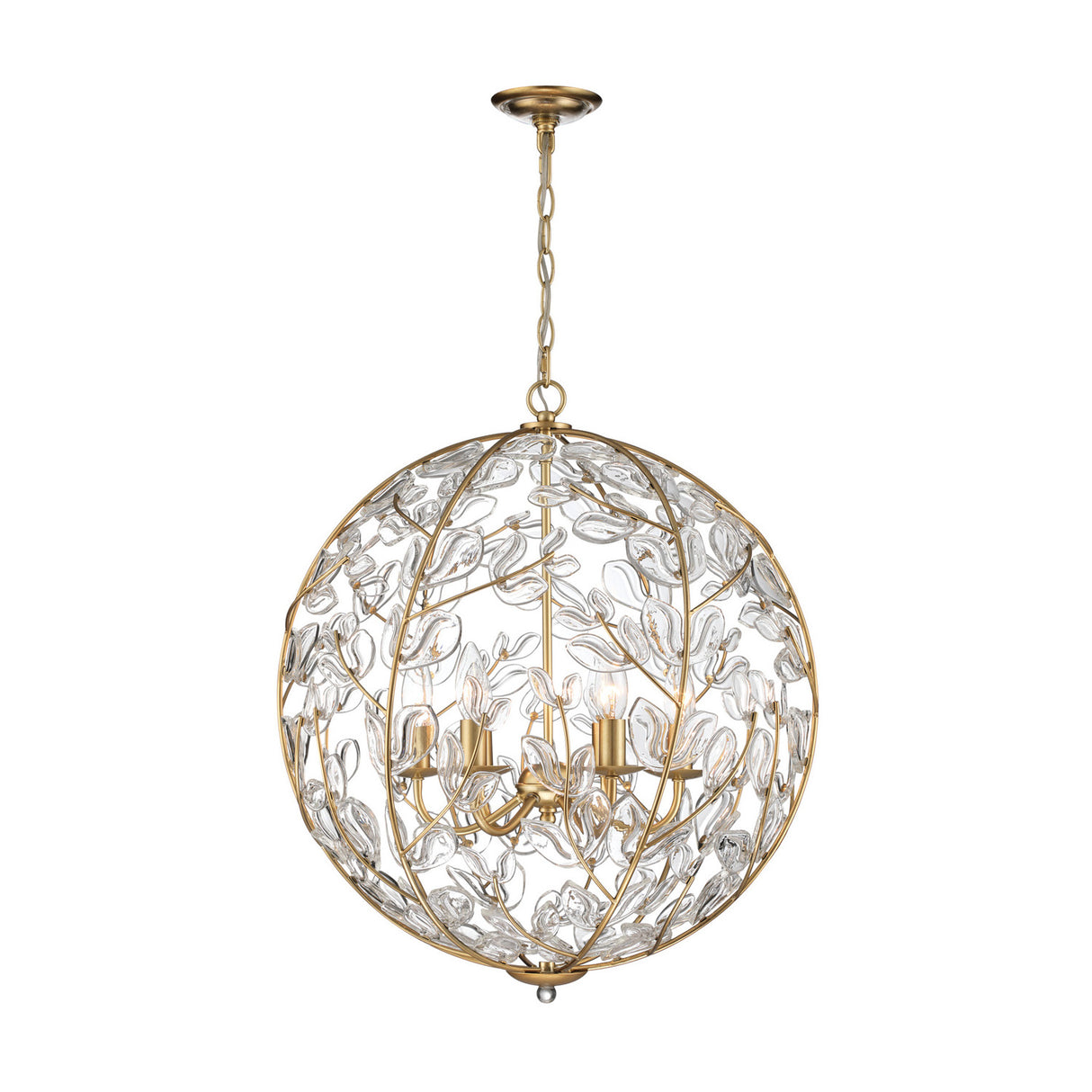 Esme Pendant 21", Soft Brass and Clear Glass