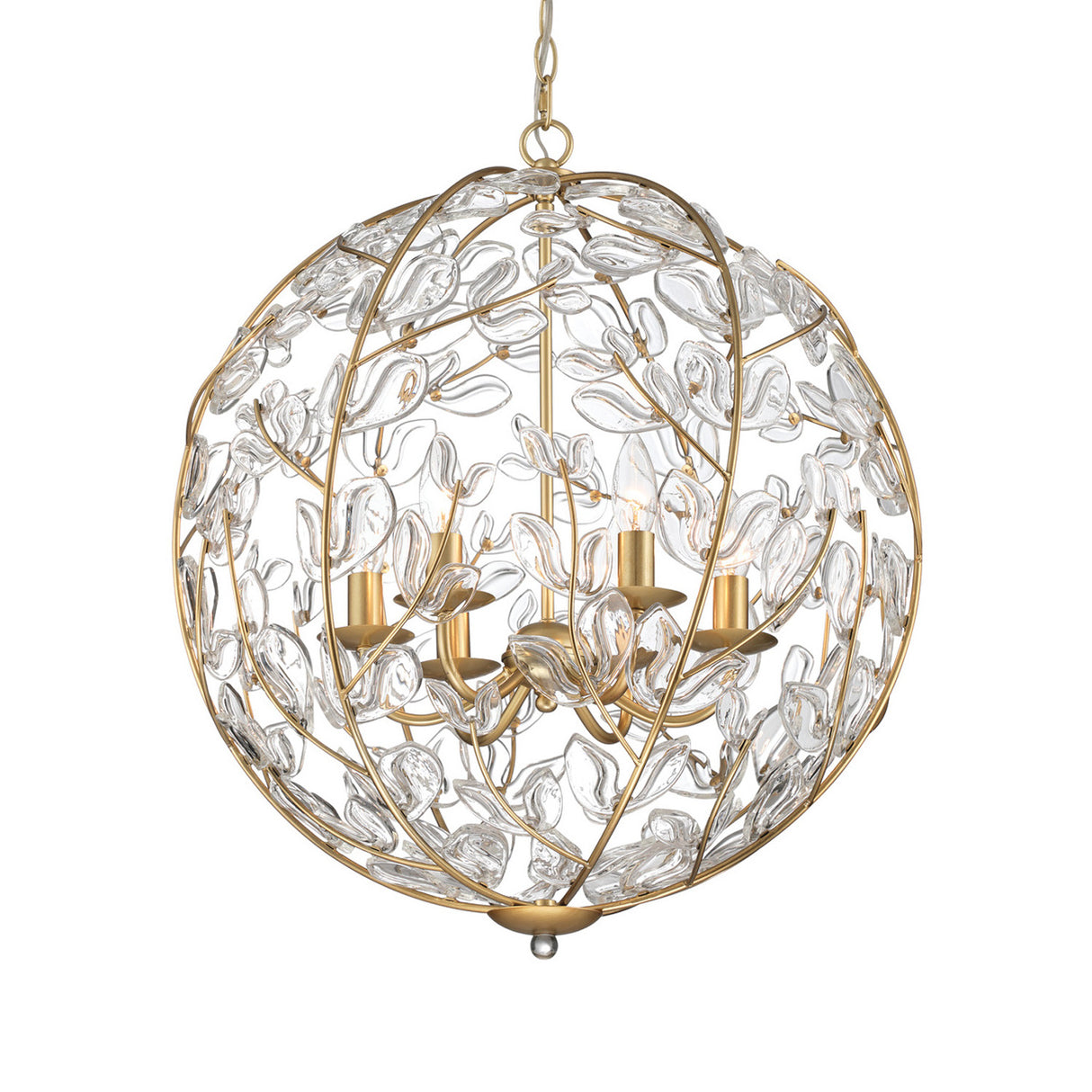 Esme Pendant 21", Soft Brass and Clear Glass