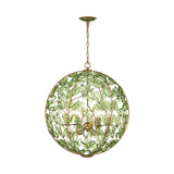 Esme Pendant 21", Soft Brass and Green Glass