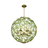 Esme Pendant 21", Soft Brass and Green Glass