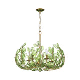 Esme Chandelier 24", Soft Brass and Green Glass