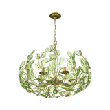 Esme Chandelier 24", Soft Brass and Green Glass
