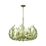 Esme Chandelier 24", Soft Brass and Green Glass