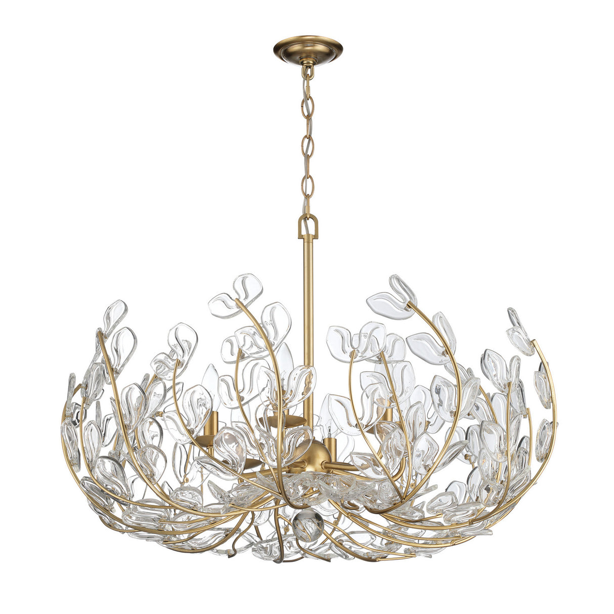 Esme Chandelier 29", Soft Brass and Clear Glass