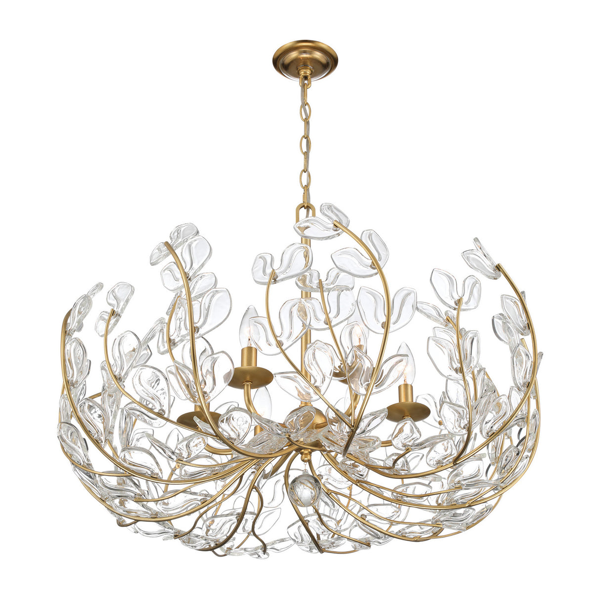 Esme Chandelier 29", Soft Brass and Clear Glass