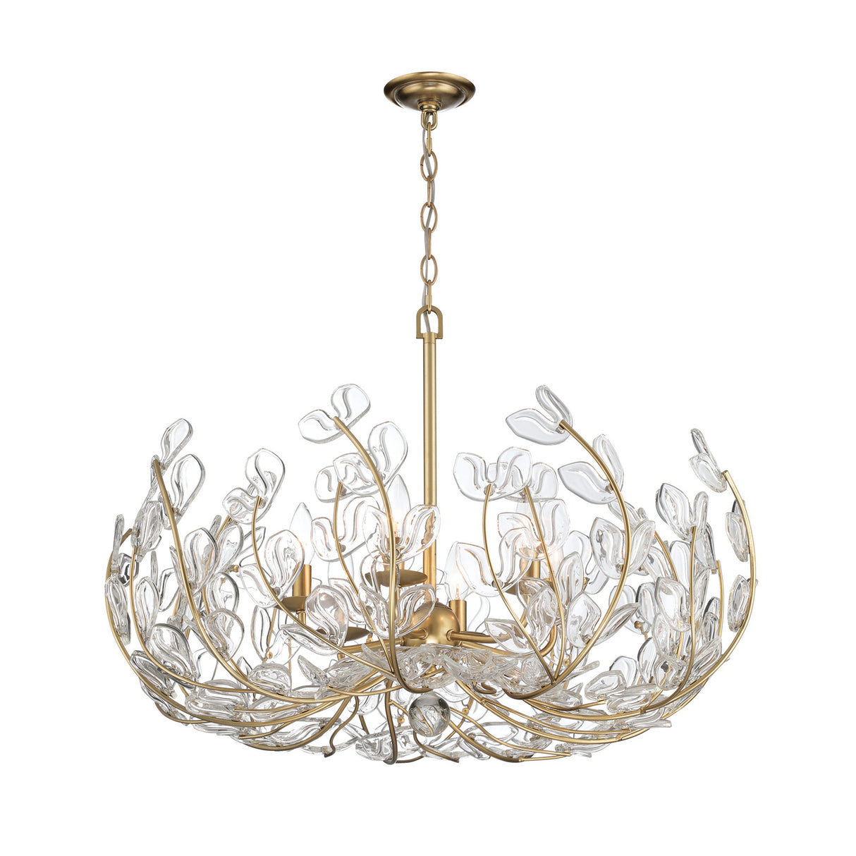 Esme Chandelier 29", Soft Brass and Clear Glass