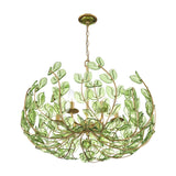 Esme Chandelier 29", Soft Brass and Green Glass