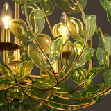 Esme Chandelier 29", Soft Brass and Green Glass