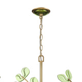 Esme Chandelier 29", Soft Brass and Green Glass