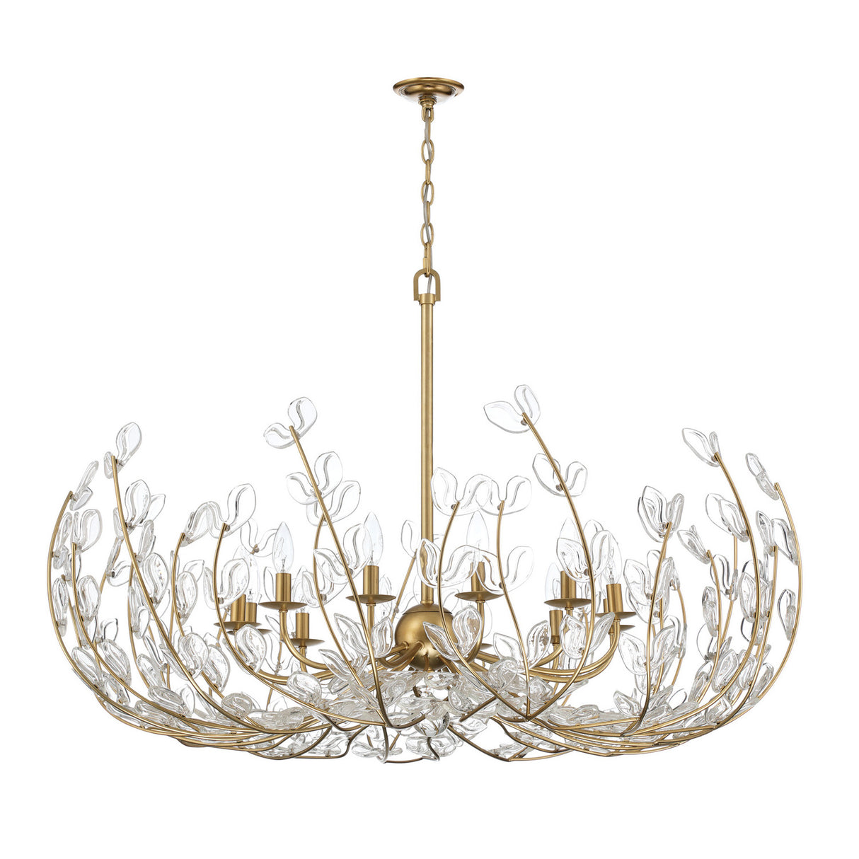 Esme Chandelier 42", Soft Brass and Clear Glass