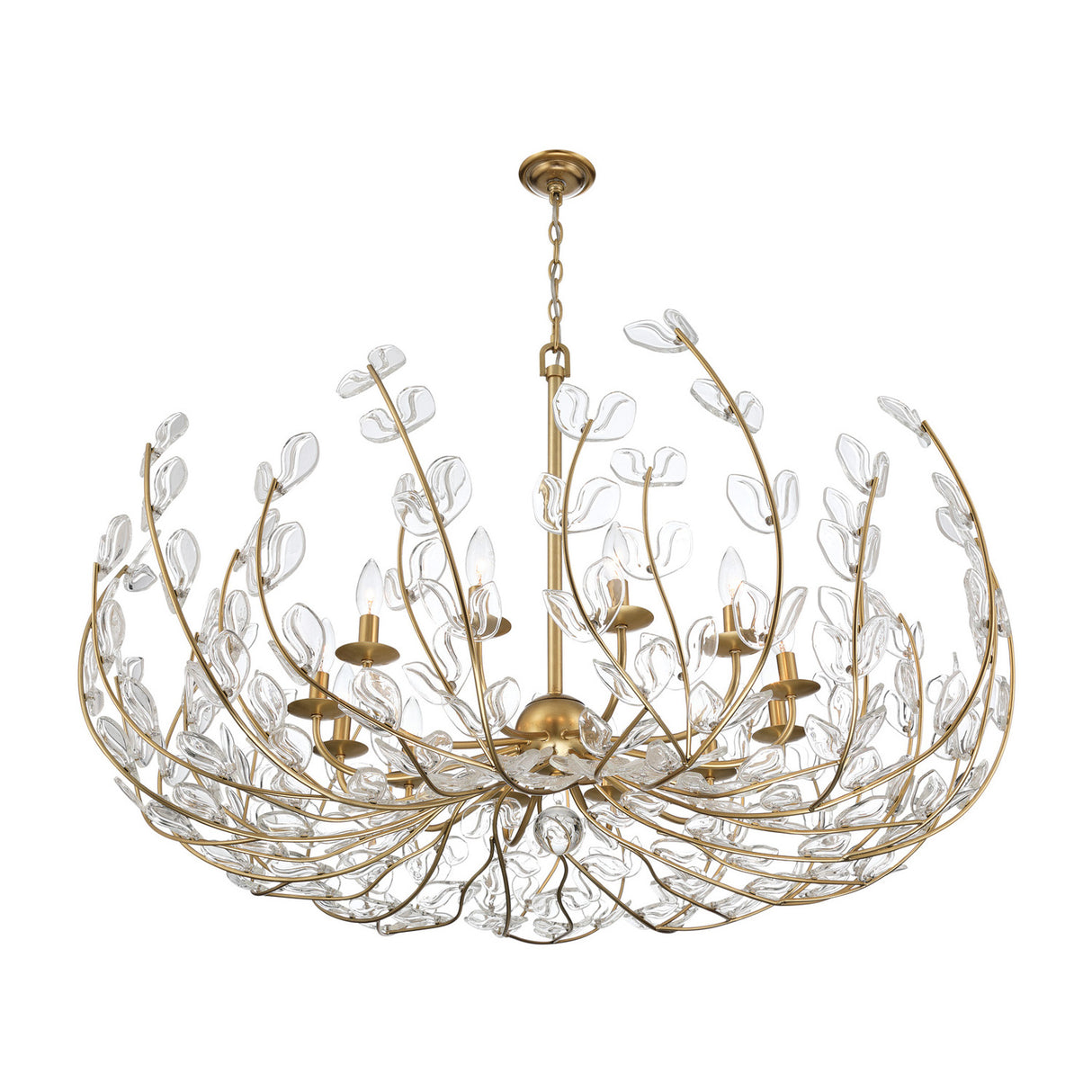 Esme Chandelier 42", Soft Brass and Clear Glass