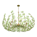 Esme Chandelier 42", Soft Brass and Green Glass
