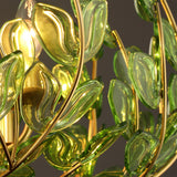 Esme Chandelier 42", Soft Brass and Green Glass