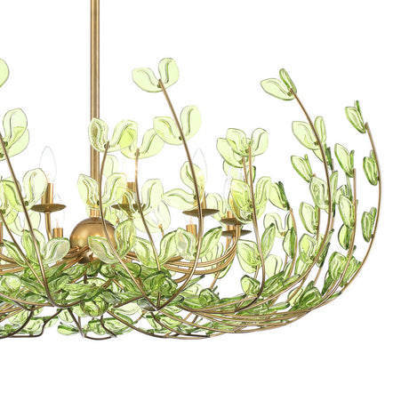 Esme Chandelier 42", Soft Brass and Green Glass