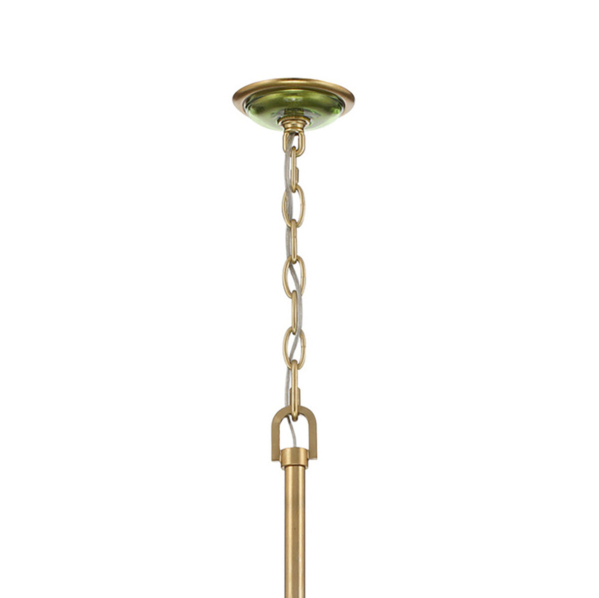 Esme Chandelier 42", Soft Brass and Green Glass