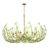 Esme Chandelier 42", Soft Brass and Green Glass