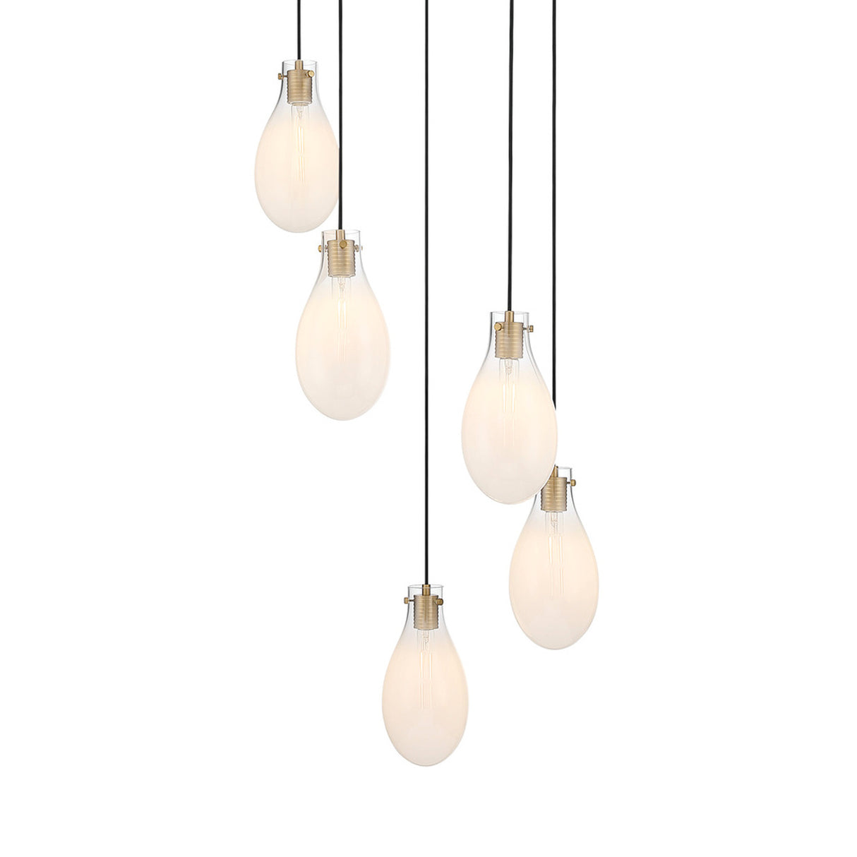 Geneva 5 LED Pendant, Brass and Ombre Frosted Glass