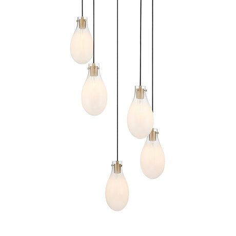 Geneva 5 LED Pendant 23", Brass and Ombre Frosted Glass