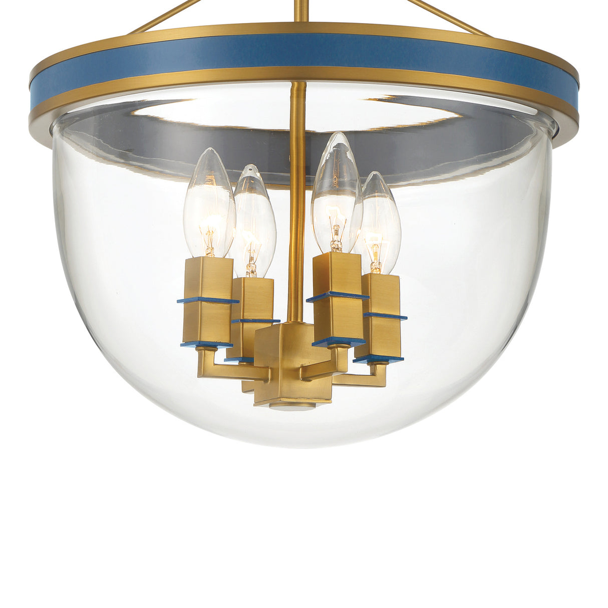 Ramona Semi-Flush 13", Brass and Vintage Blue