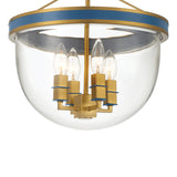 Ramona Semi-Flush 13", Brass and Vintage Blue