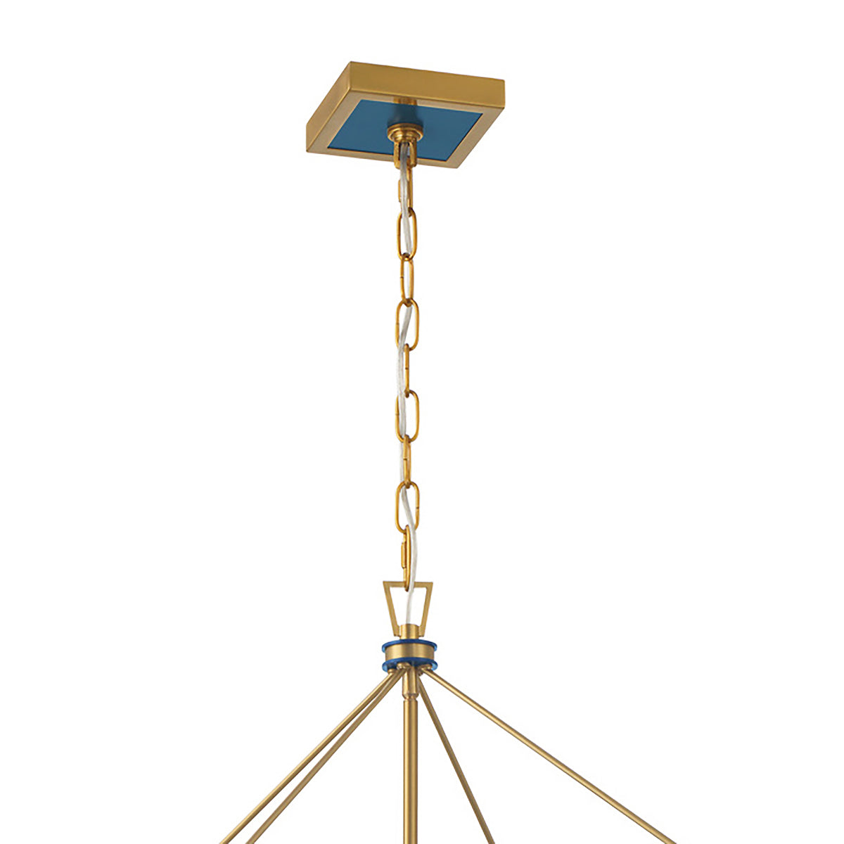 Ramona Large Lantern Pendant 18", Brass and Vintage Blue