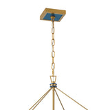 Ramona Large Lantern Pendant 18", Brass and Vintage Blue