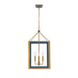 Ramona Medium Lantern Pendant 15", Brass and Vintage Blue