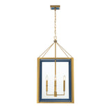 Ramona Large Lantern Pendant 18", Brass and Vintage Blue