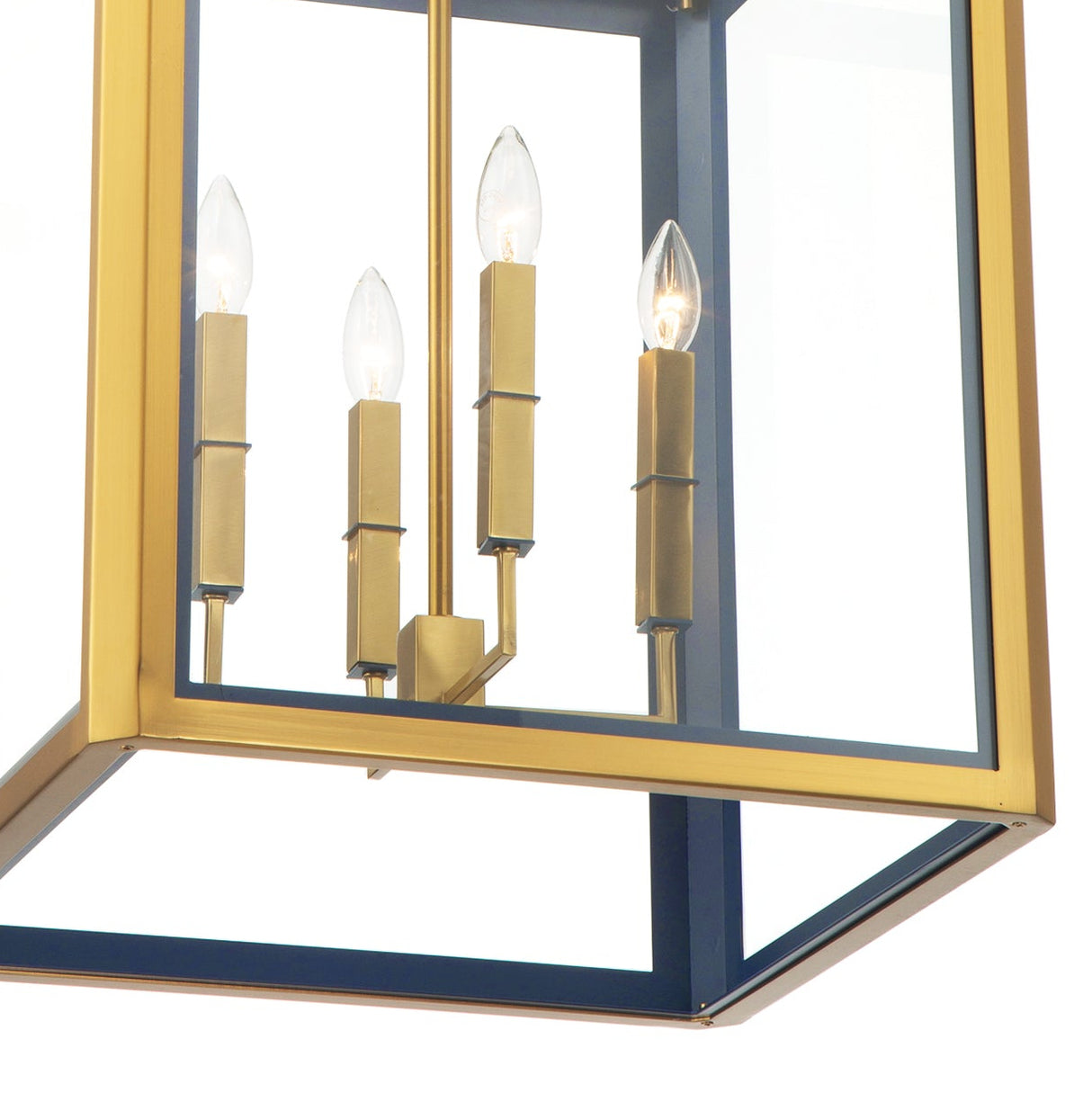 Ramona Large Lantern Pendant 18", Brass and Vintage Blue