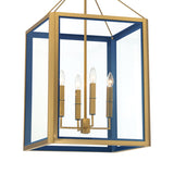 Ramona Large Lantern Pendant 18", Brass and Vintage Blue