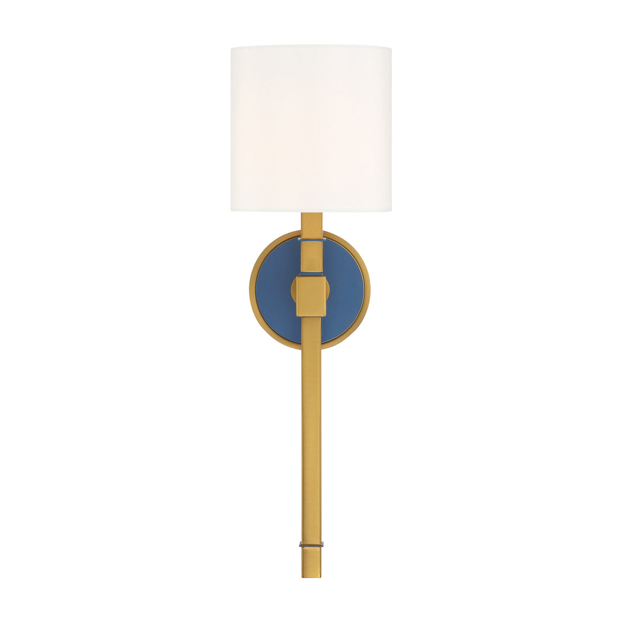 Ramona Wall Sconce 21", Brass and Vintage Blue with White Shade