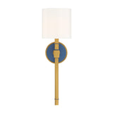 Ramona Wall Sconce 21", Brass and Vintage Blue with White Shade