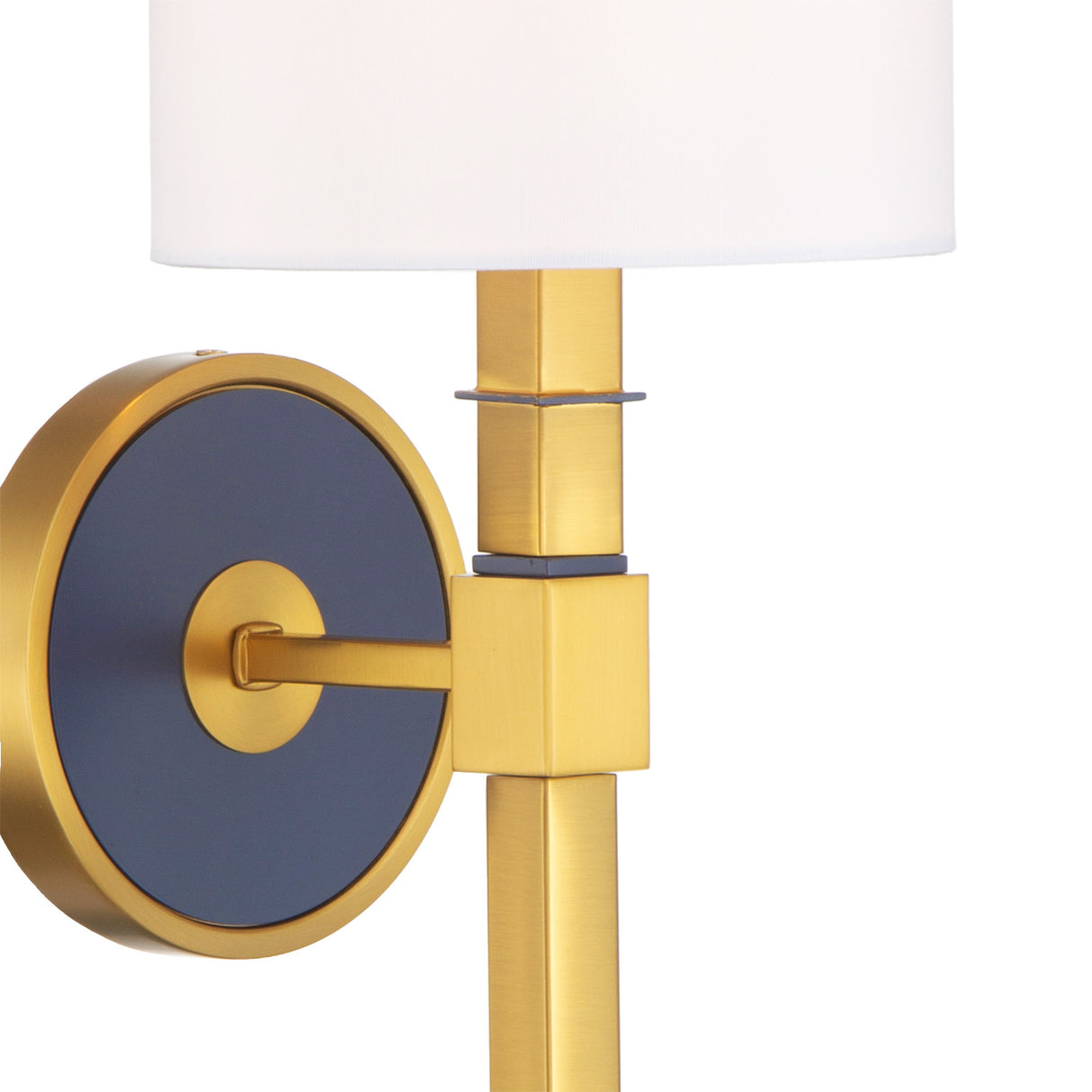 Ramona Wall Sconce 21", Brass and Vintage Blue with White Shade