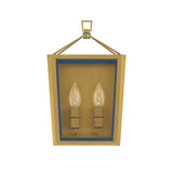 Ramona 2 Light Wall Sconce 13", Brass and Vintage Blue