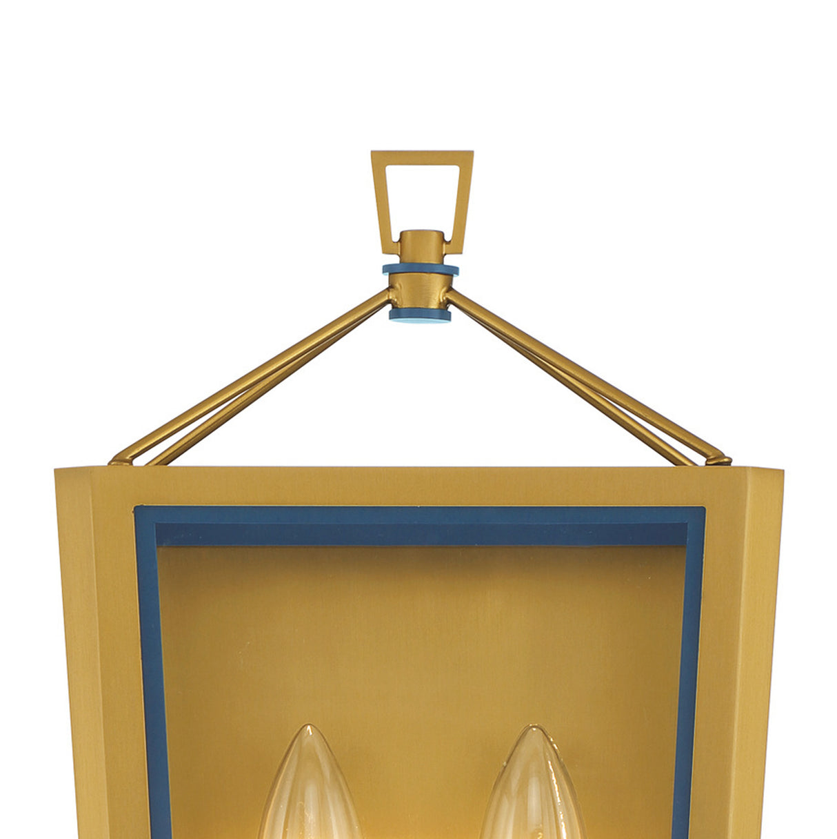 Ramona 2 Light Wall Sconce 13", Brass and Vintage Blue