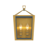 Ramona 2 Light Wall Sconce 13", Brass and Vintage Blue