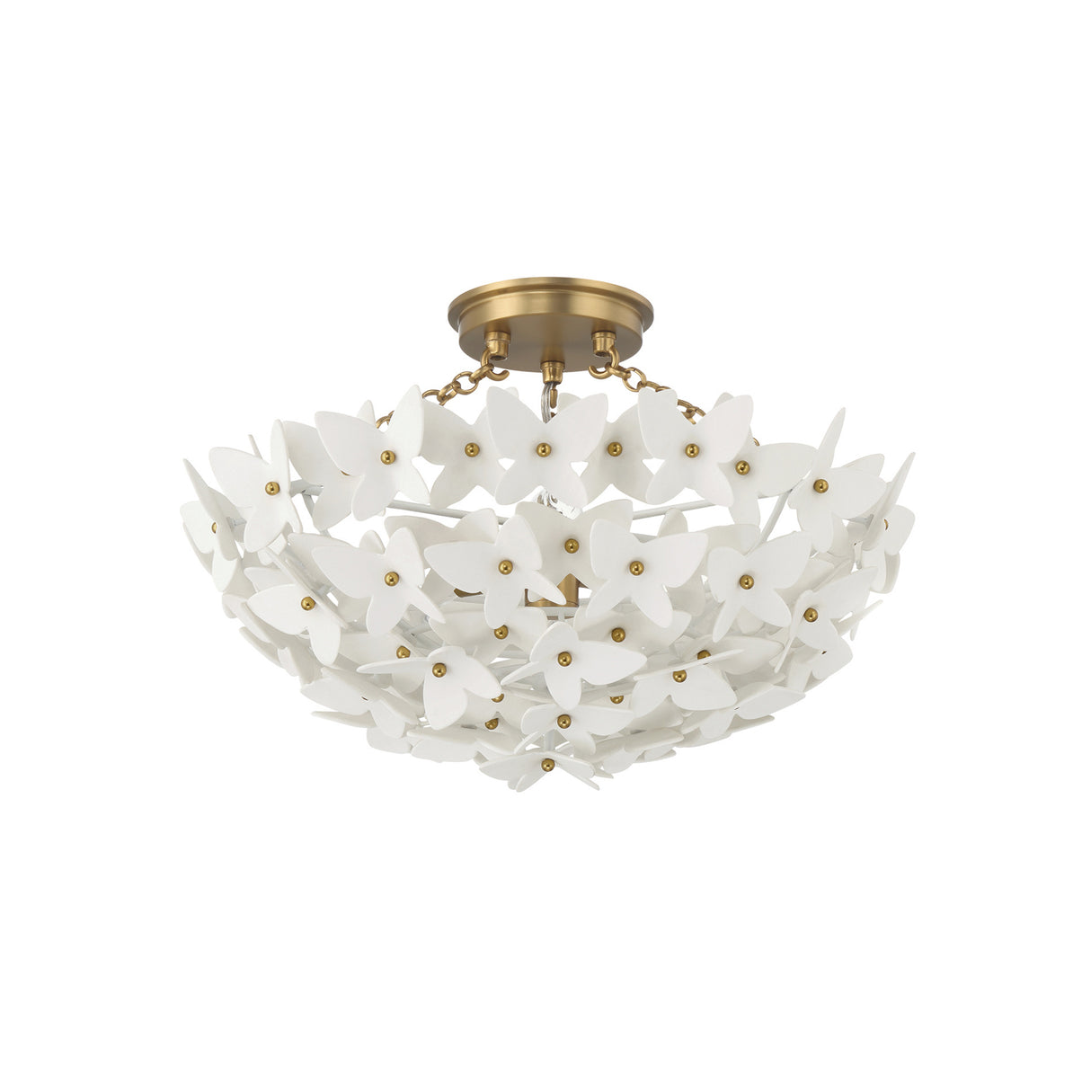 Nabi Semi-Flush 17", Brass and White
