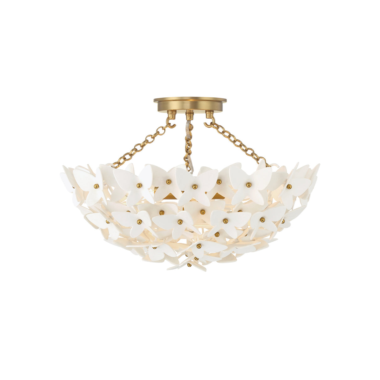 Nabi Semi-Flush 17", Brass and White
