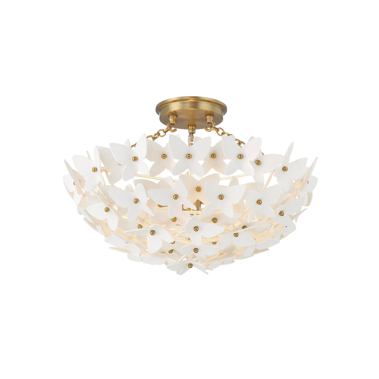 Nabi Semi-Flush 17", Brass and White