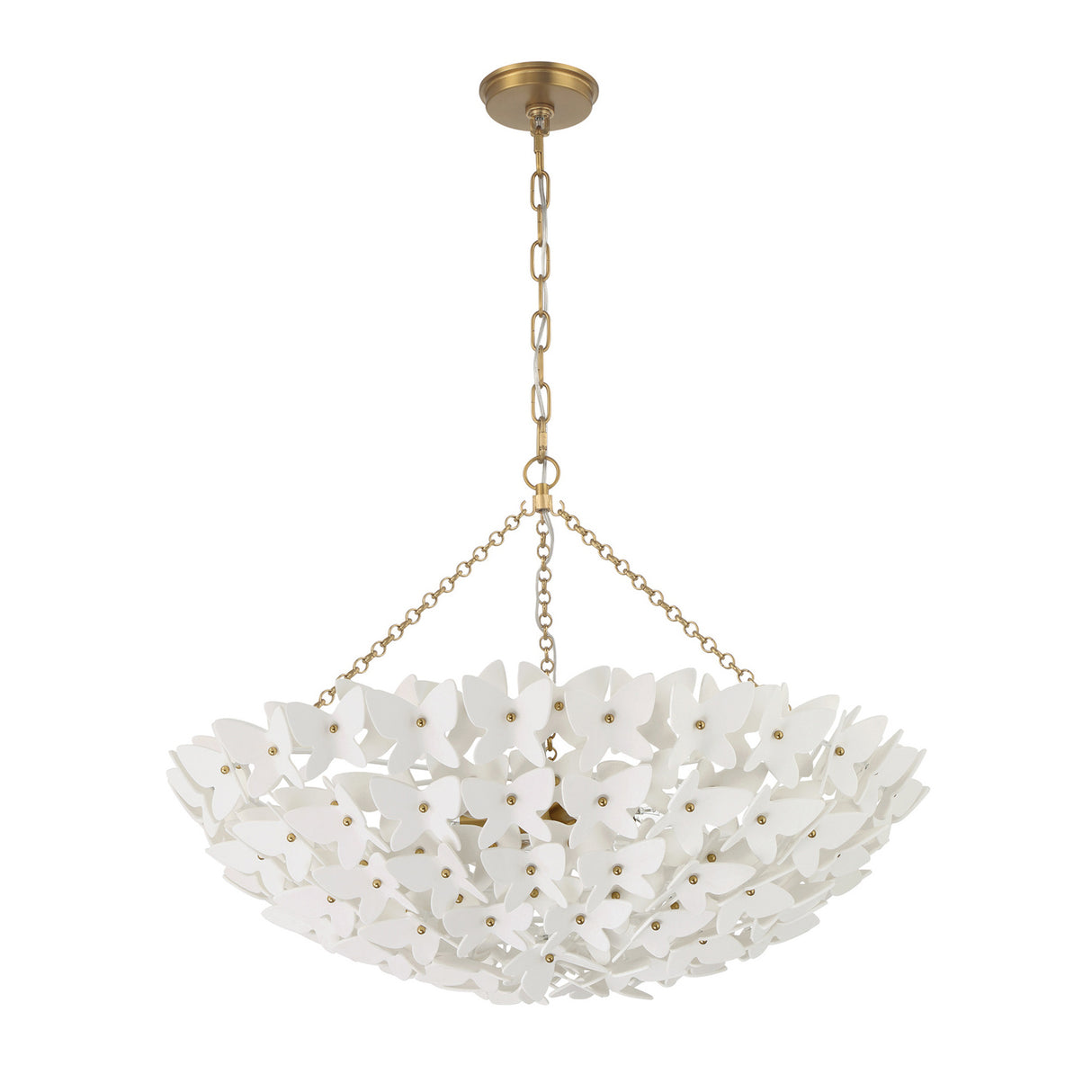 Nabi Chandelier 28", Brass and White
