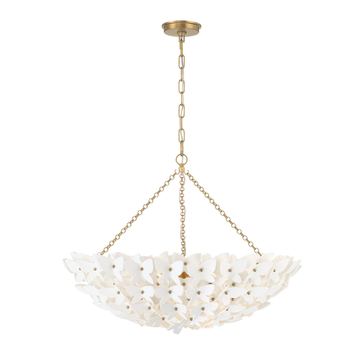 Nabi Chandelier 28", Brass and White