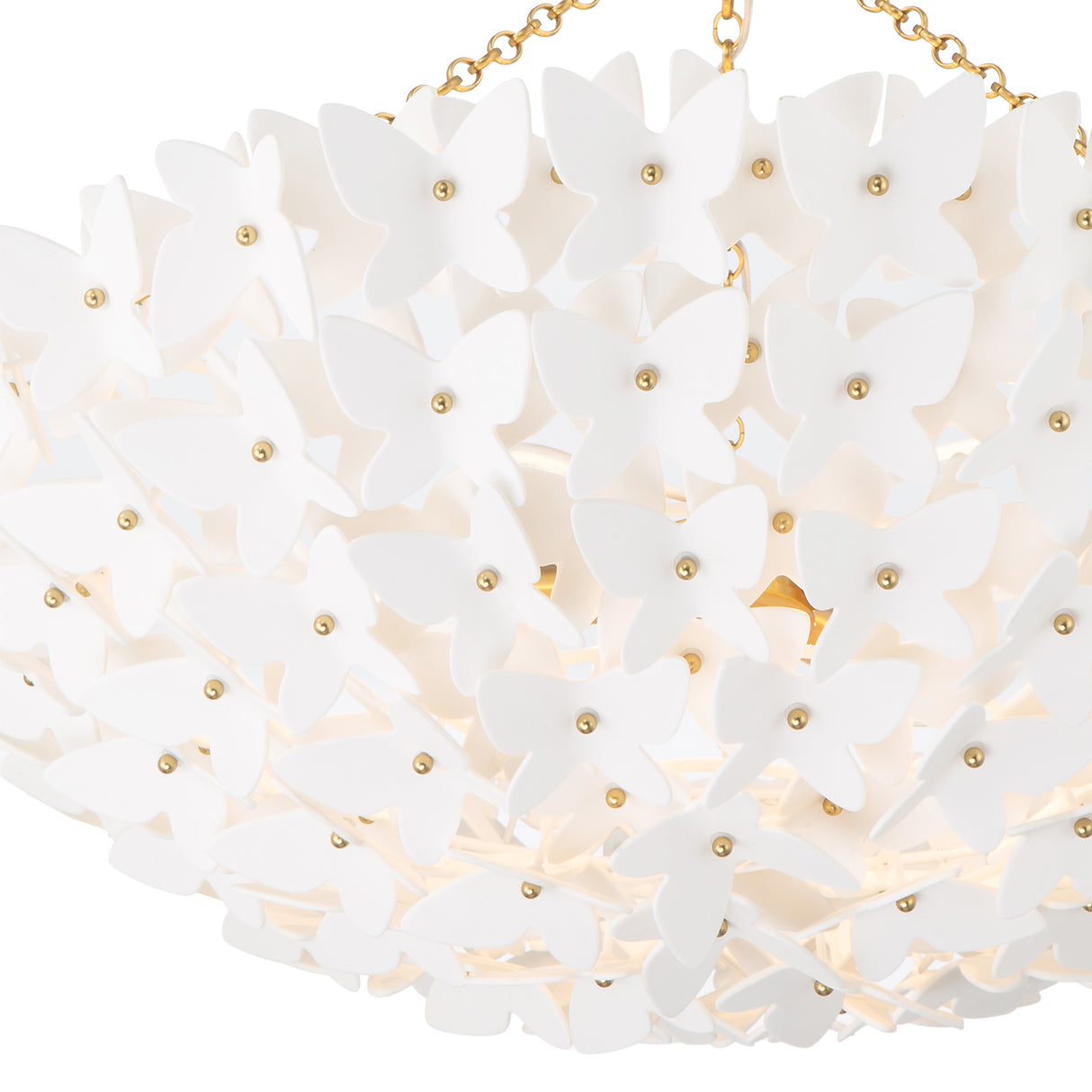Nabi Chandelier 28", Brass and White