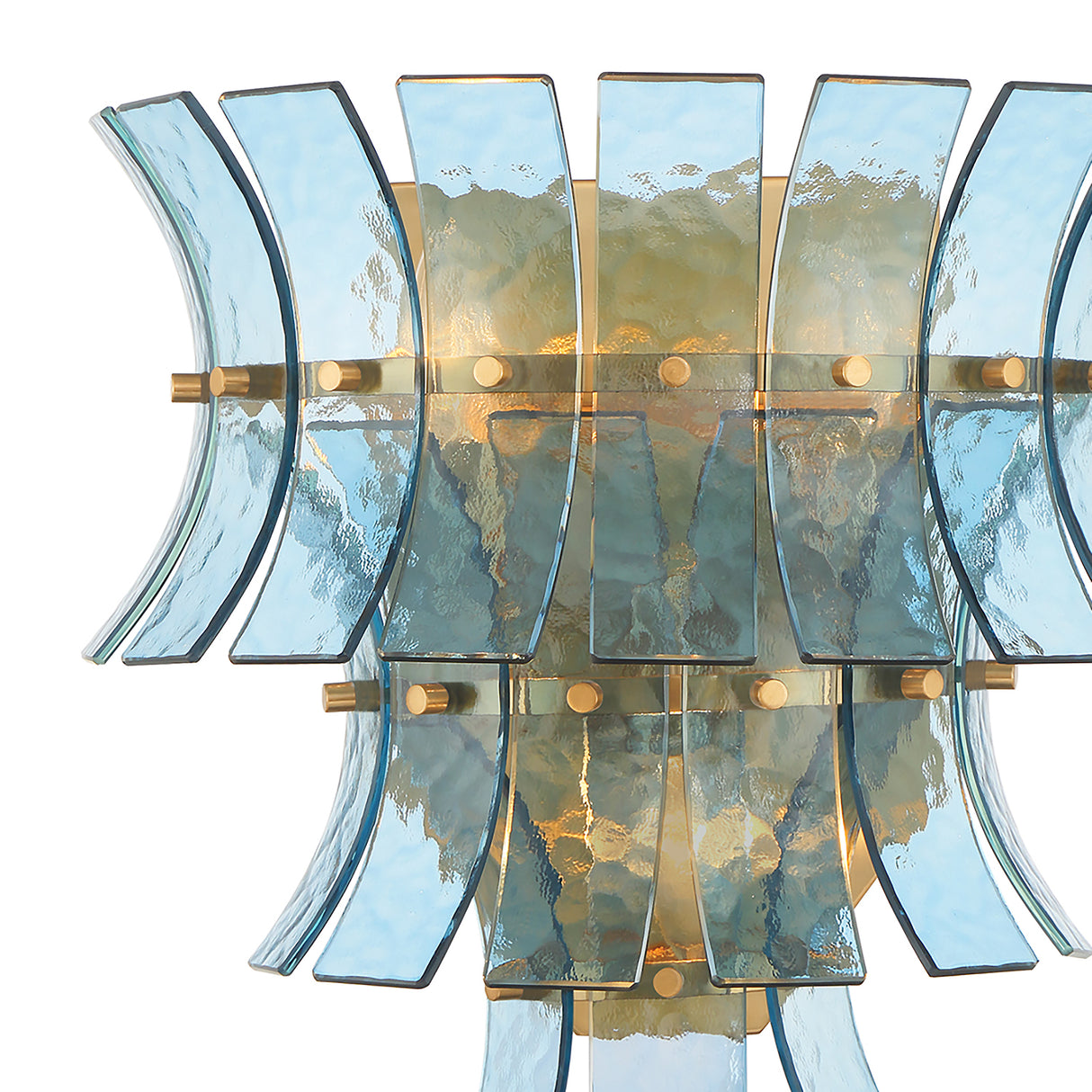 Brielle Wall Sconce 15", Blue Art Glass with Aged Brass