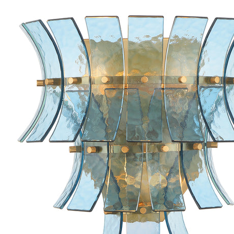 Brielle Wall Sconce 15", Blue Art Glass with Aged Brass