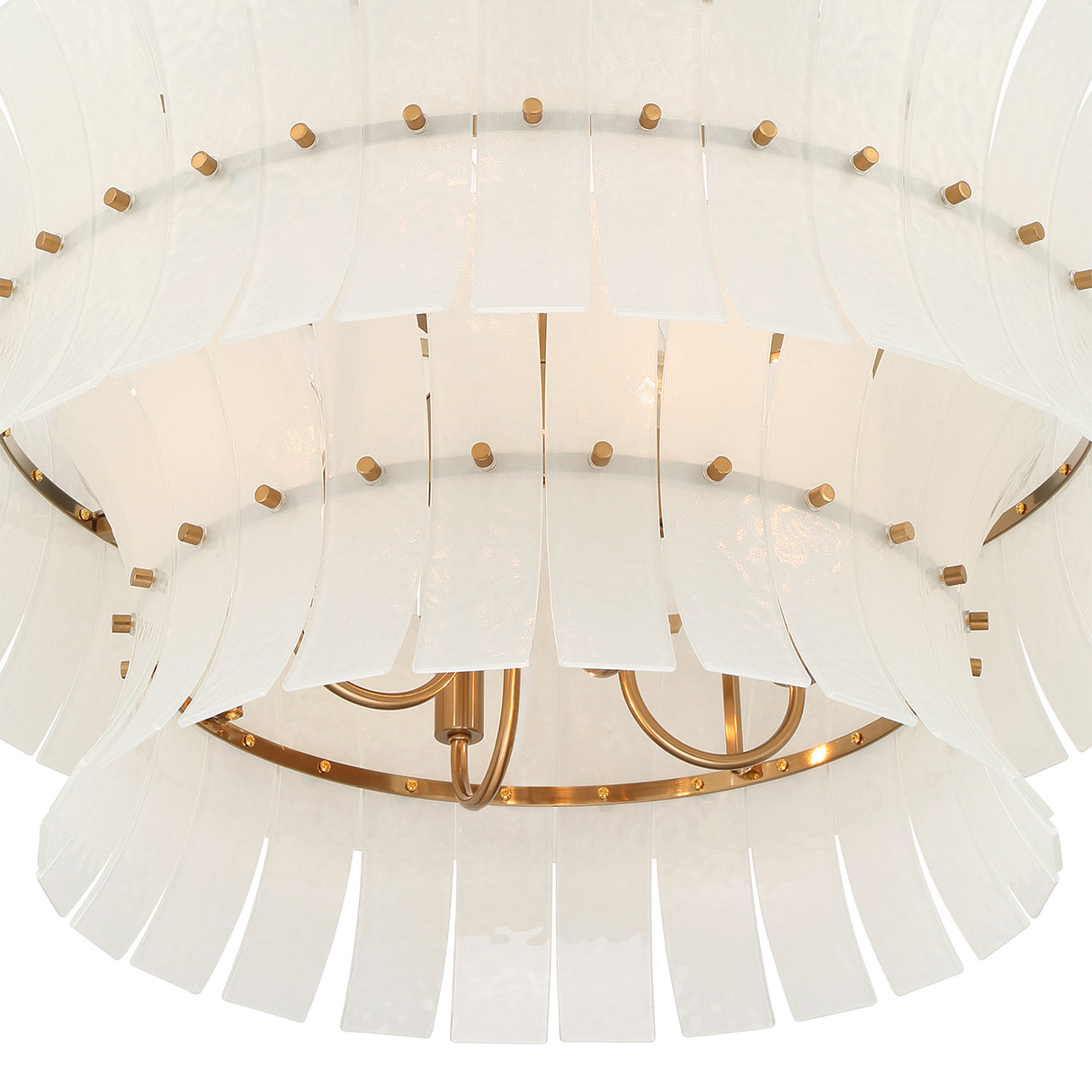 Brielle 8 Light Chandelier 28", White Art Glass with Aged Brass