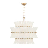 Brielle 8 Light Chandelier 28", White Art Glass with Aged Brass