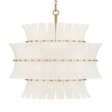 Brielle 8 Light Chandelier 28", White Art Glass with Aged Brass